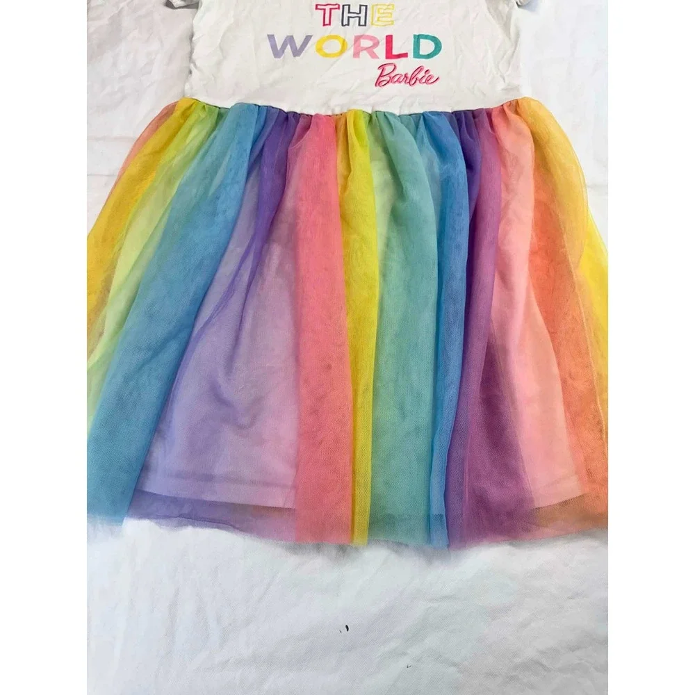 Barbie Whimsical Playful Rainbow Layered Tulle Dress‎ Girls XL 14 16